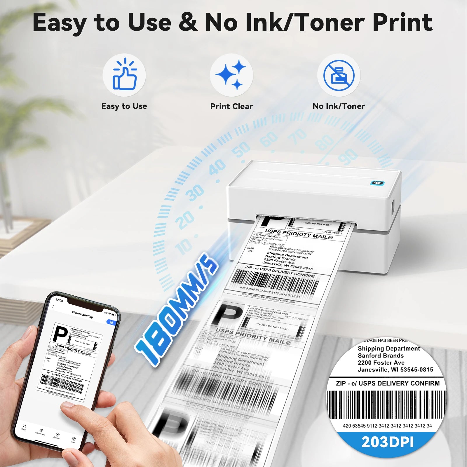 RealWriter 401 AirPrint Voice Controlled Thermal Label Printer